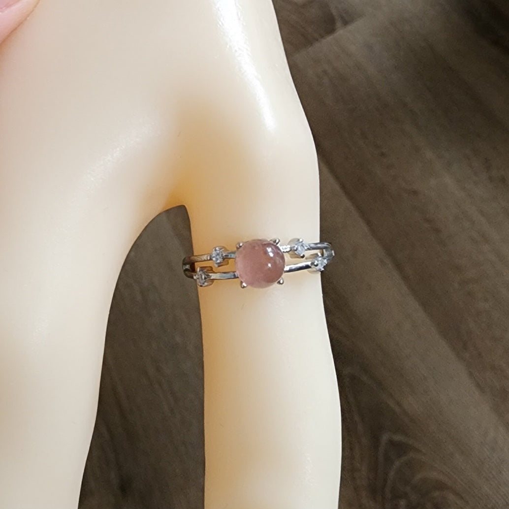 Natural Madagascar Pink Crystal Ring