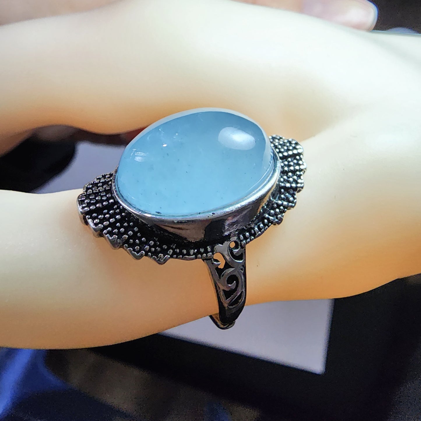 Natural Aquamarine Creamy Texture Ring