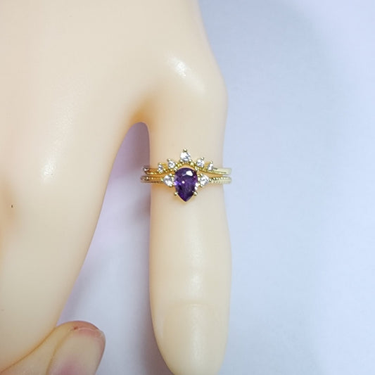 Natural Amethyst Double Layer Ring