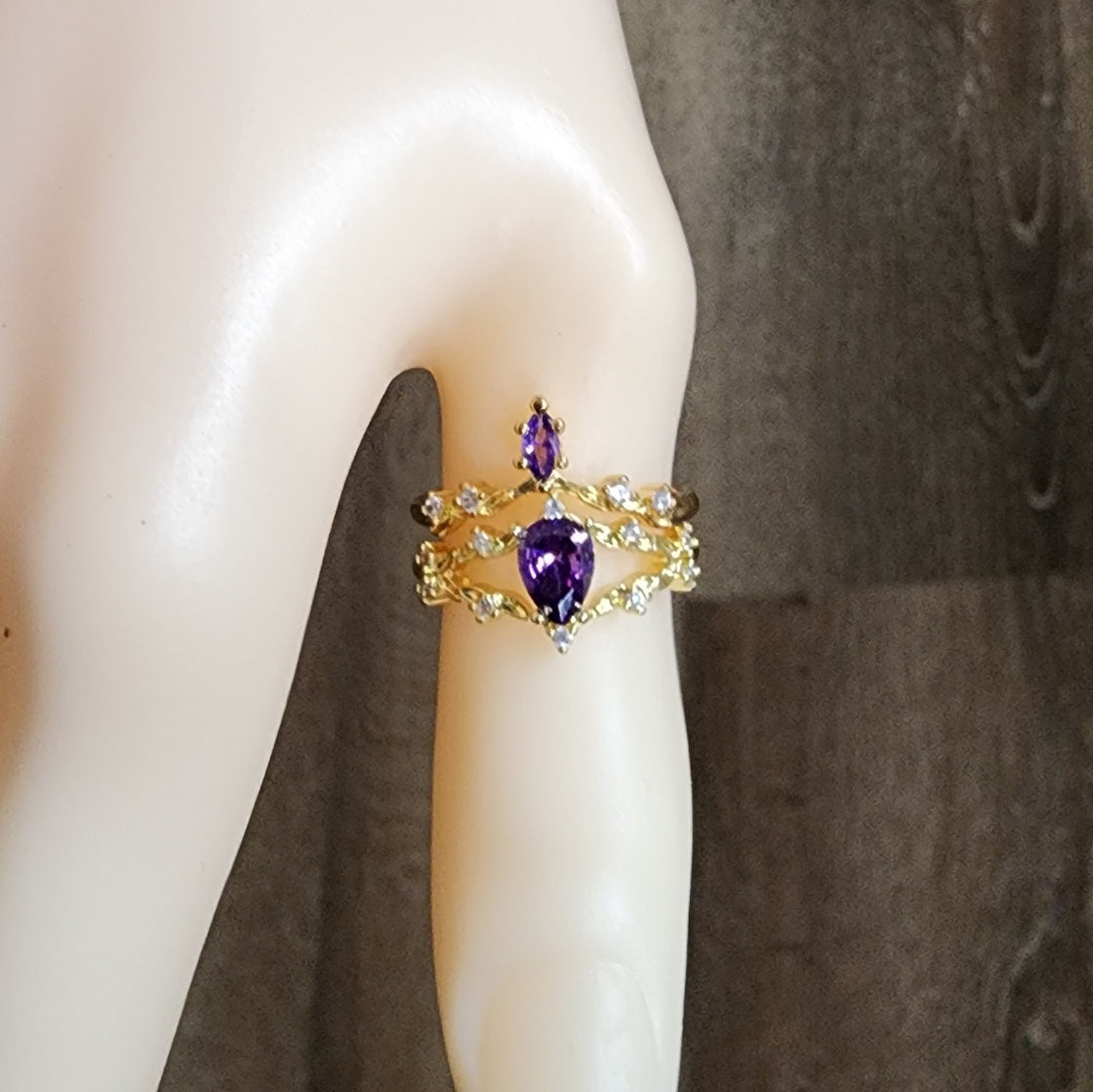 Natural Amethyst Double Layer Ring