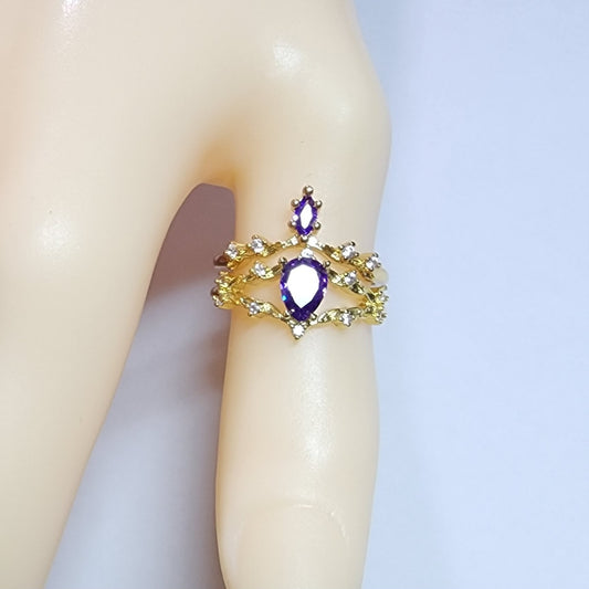 Natural Amethyst Double Layer Ring