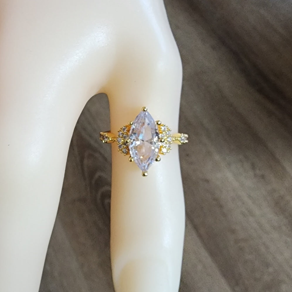 Natural White Crystal Diamond Sterling Silver Ring