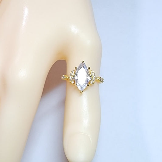 Natural White Crystal Diamond Sterling Silver Ring
