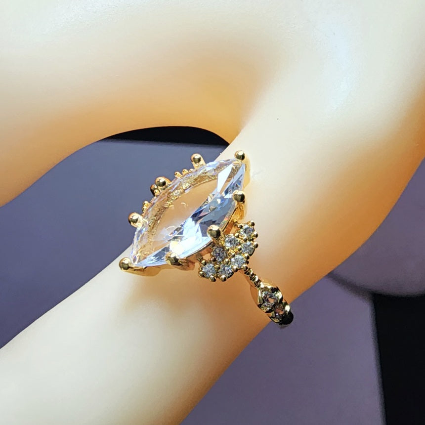 Natural White Crystal Diamond Sterling Silver Ring
