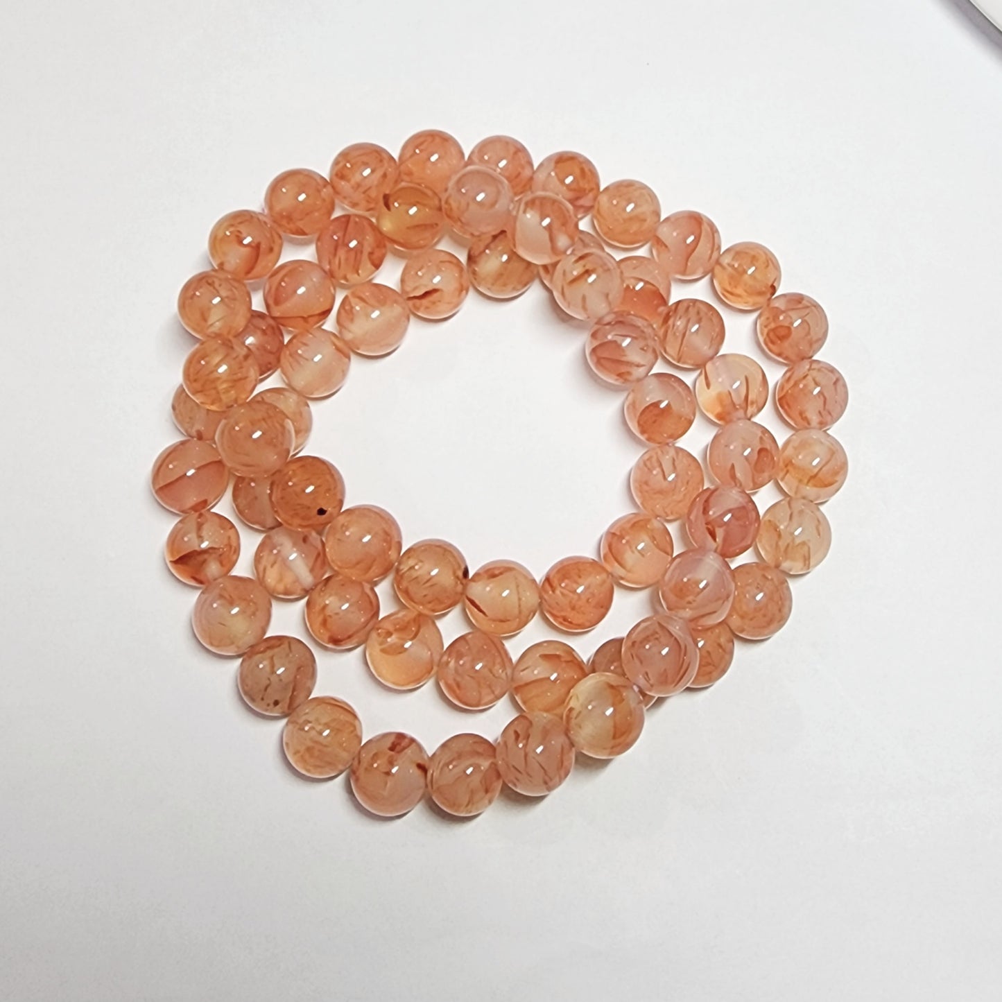 Natural Dragon Pattern Cherry Blossom Triple Ring Agate Chalcedony Bracelet