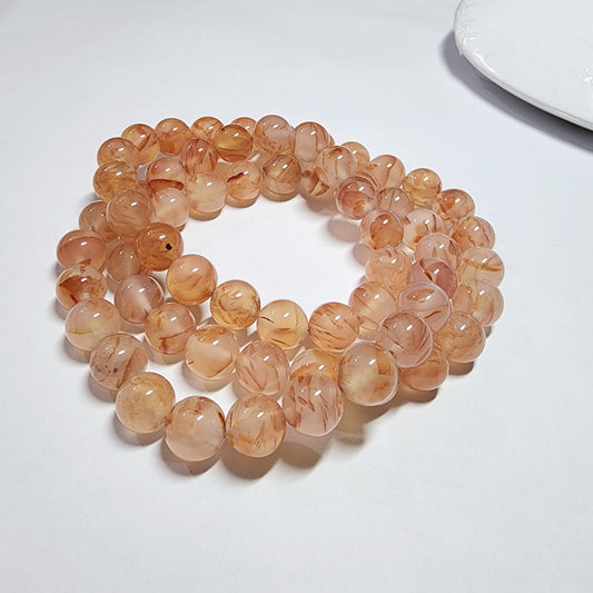 Natural Dragon Pattern Cherry Blossom Triple Ring Agate Chalcedony Bracelet