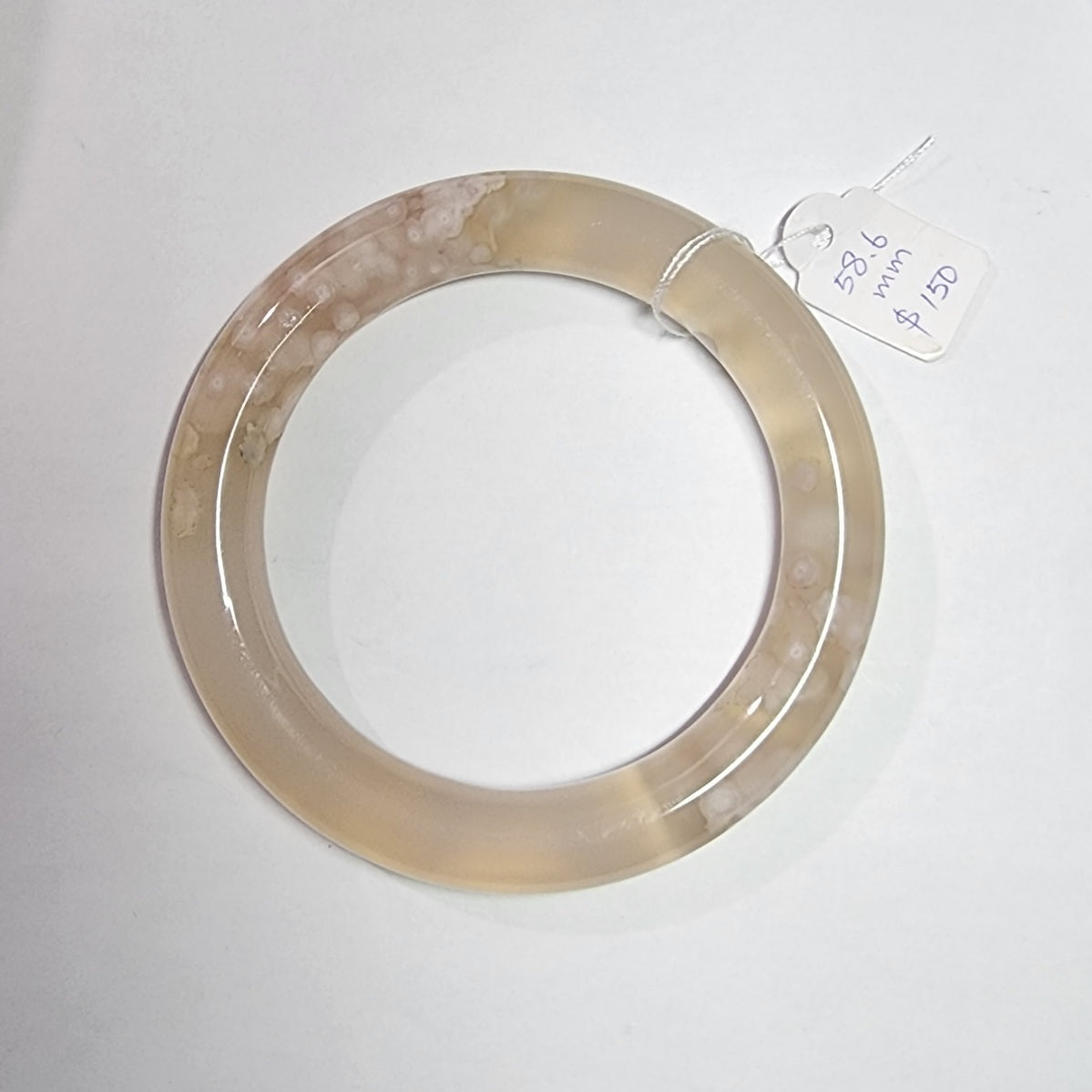 58-59mm Natural Icy Texture Sakura Agate Chalcedony Bracelet