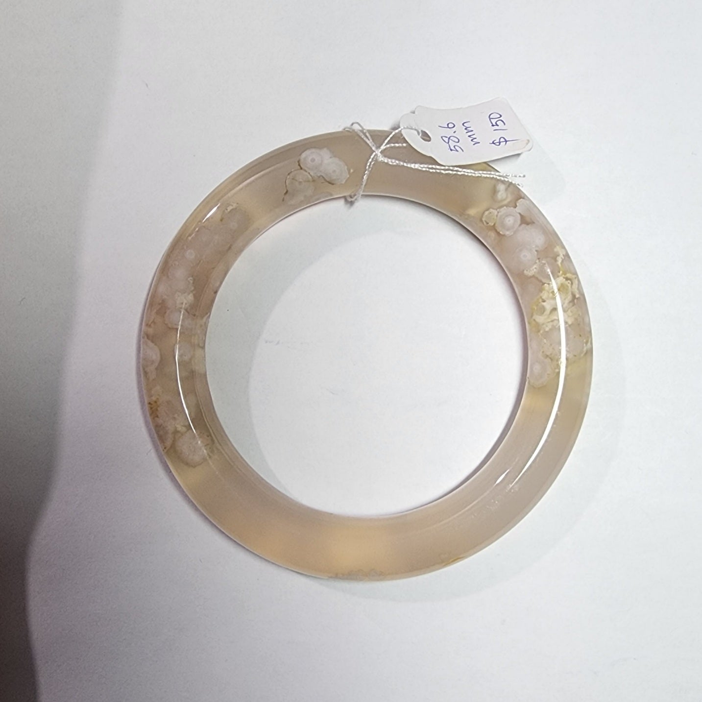 58-59mm Natural Icy Texture Sakura Agate Chalcedony Bracelet