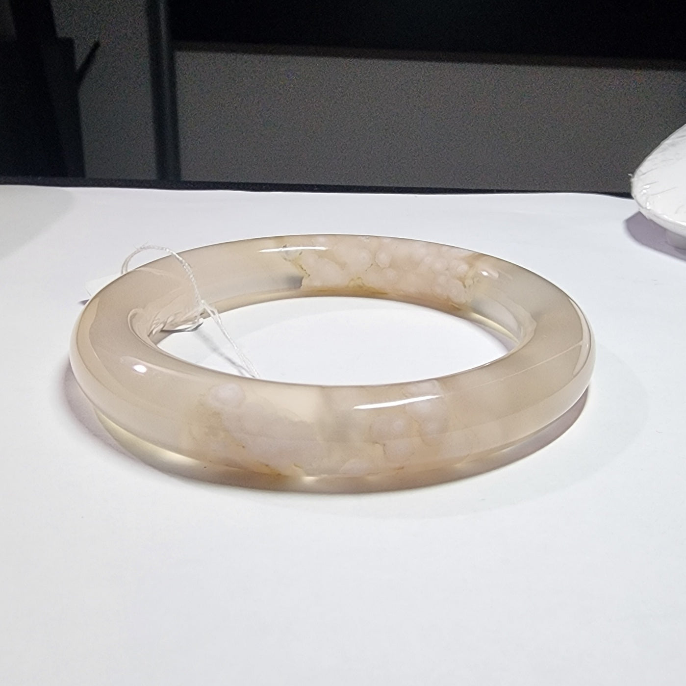 58-59mm Natural Icy Texture Sakura Agate Chalcedony Bracelet