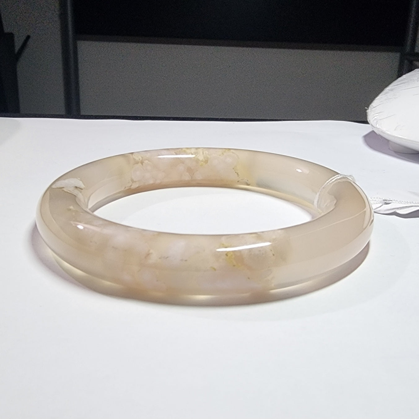 58-59mm Natural Icy Texture Sakura Agate Chalcedony Bracelet