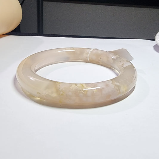 58-59mm Natural Icy Texture Sakura Agate Chalcedony Bracelet