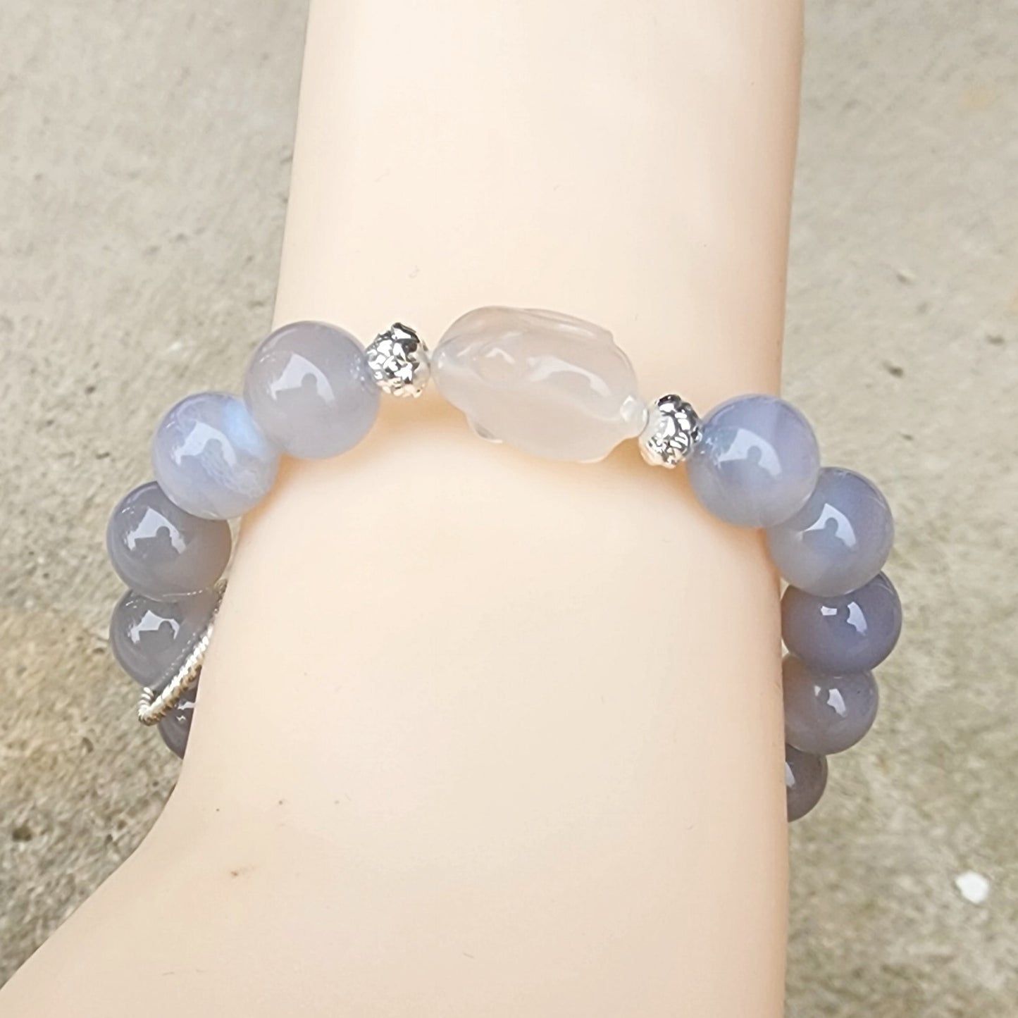 Natural 10.3mm Blue Lace Agate Bracelet