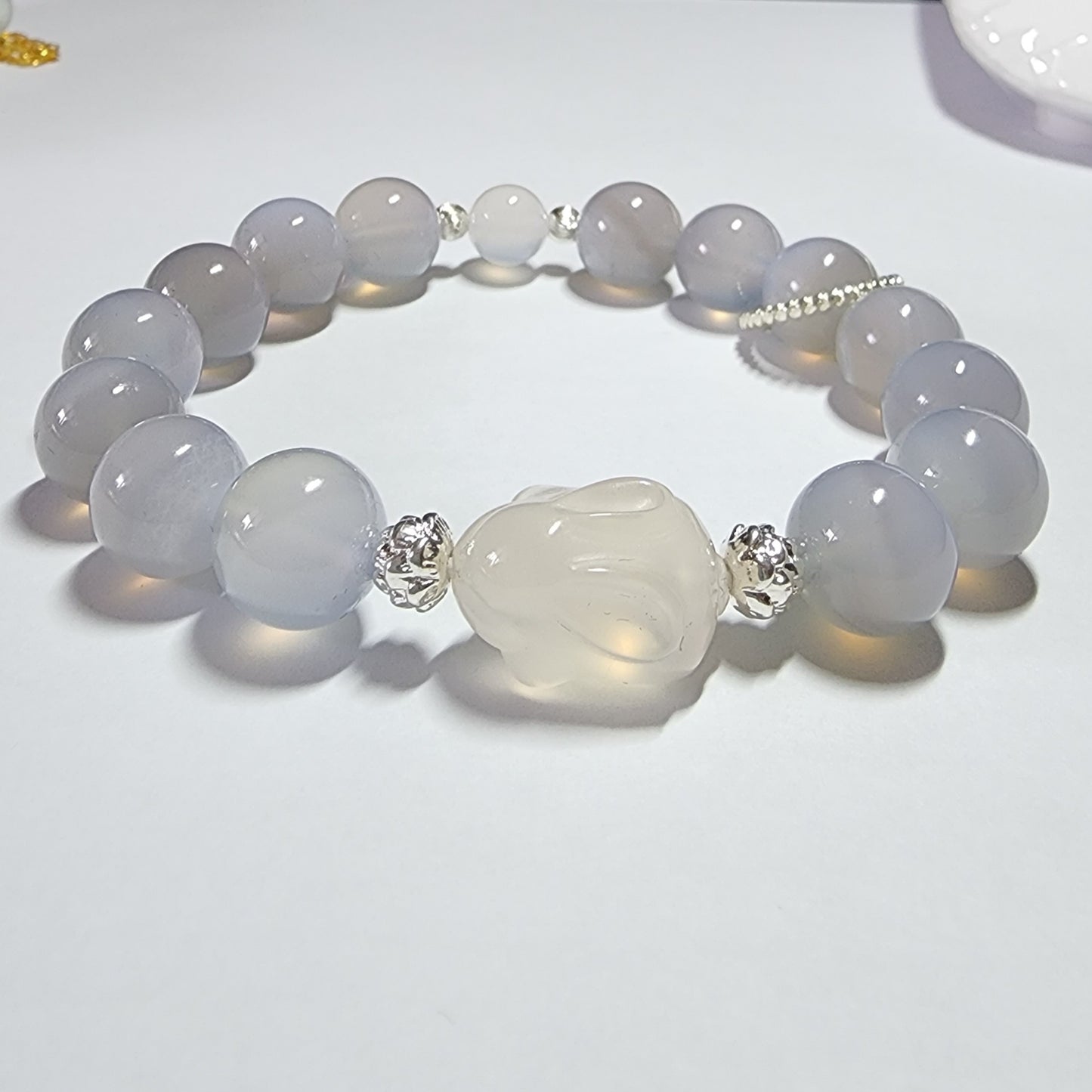 Natural 10.3mm Blue Lace Agate Bracelet