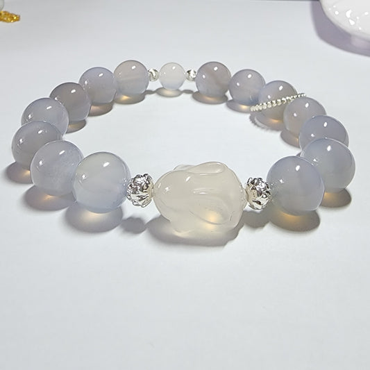 Natural 10.3mm Blue Lace Agate Bracelet