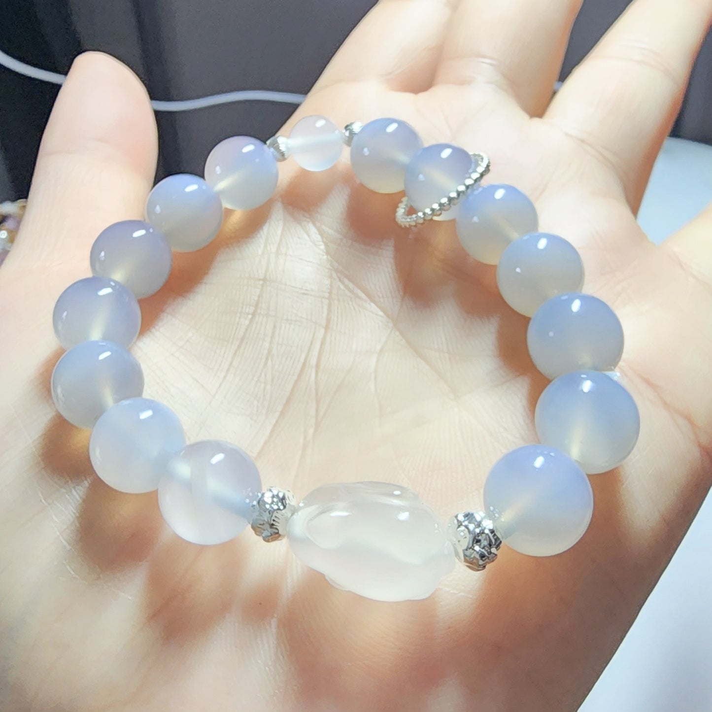 Natural 10.3mm Blue Lace Agate Bracelet