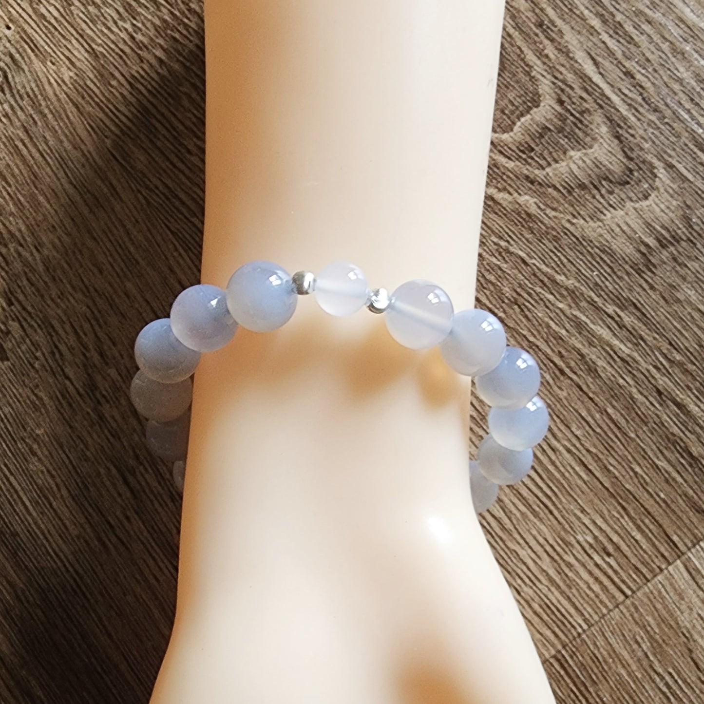 Natural 10.3mm Blue Lace Agate Bracelet