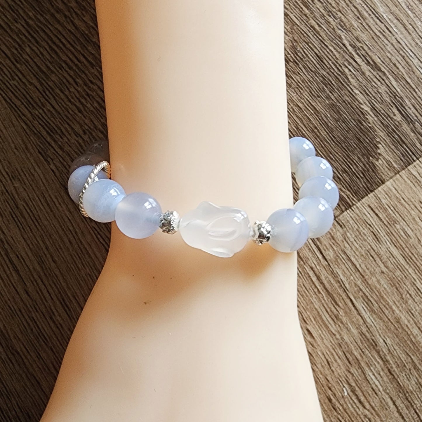 Natural 10.3mm Blue Lace Agate Bracelet