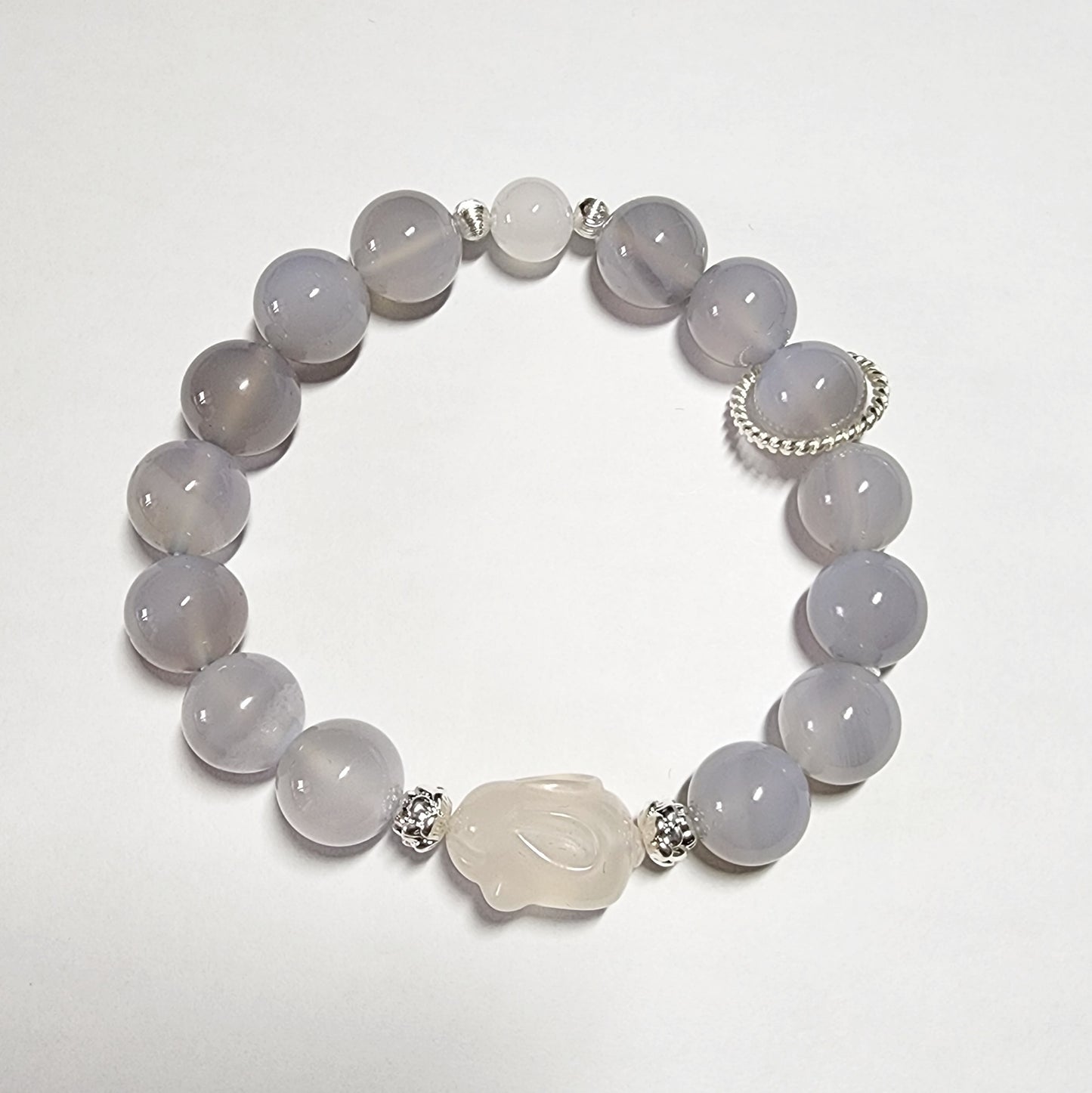 Natural 10.3mm Blue Lace Agate Bracelet