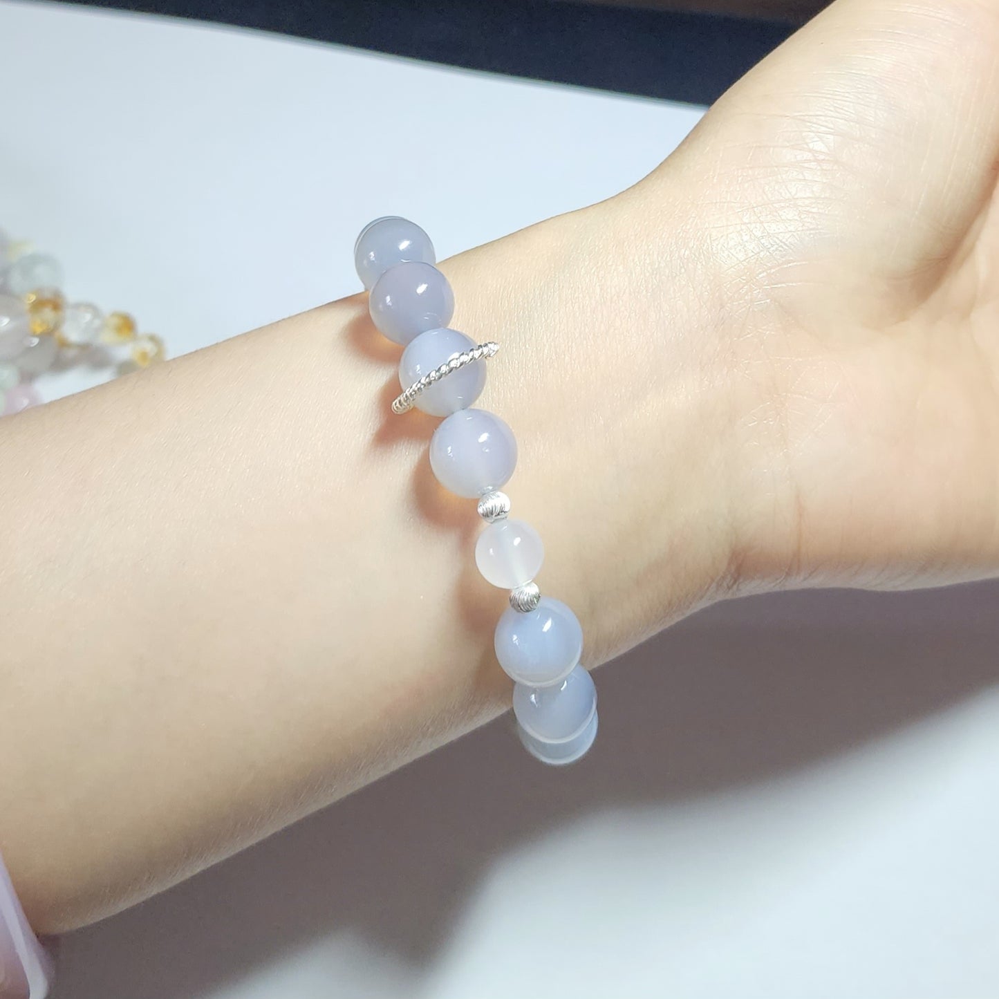 Natural 10.3mm Blue Lace Agate Bracelet