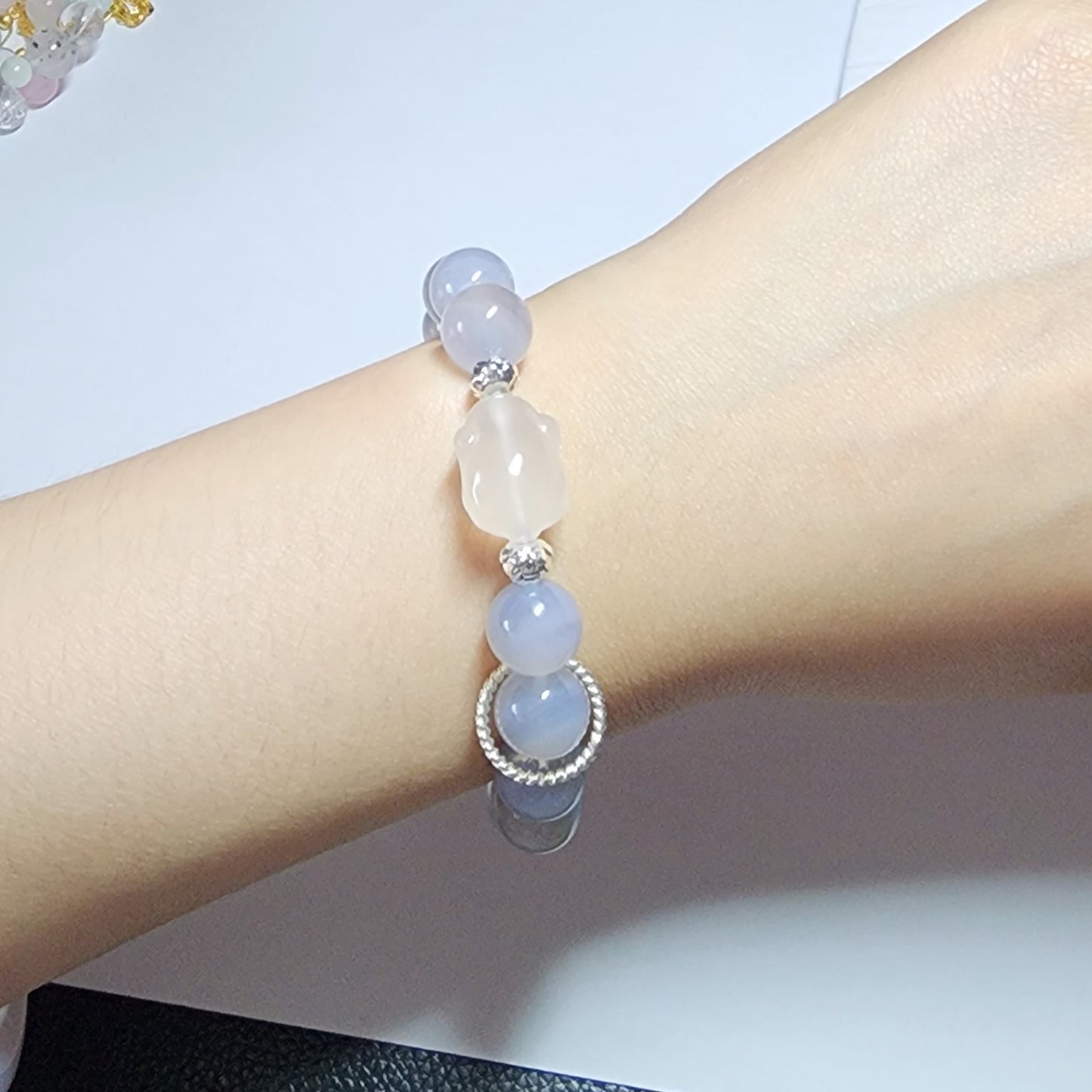 Natural 10.3mm Blue Lace Agate Bracelet