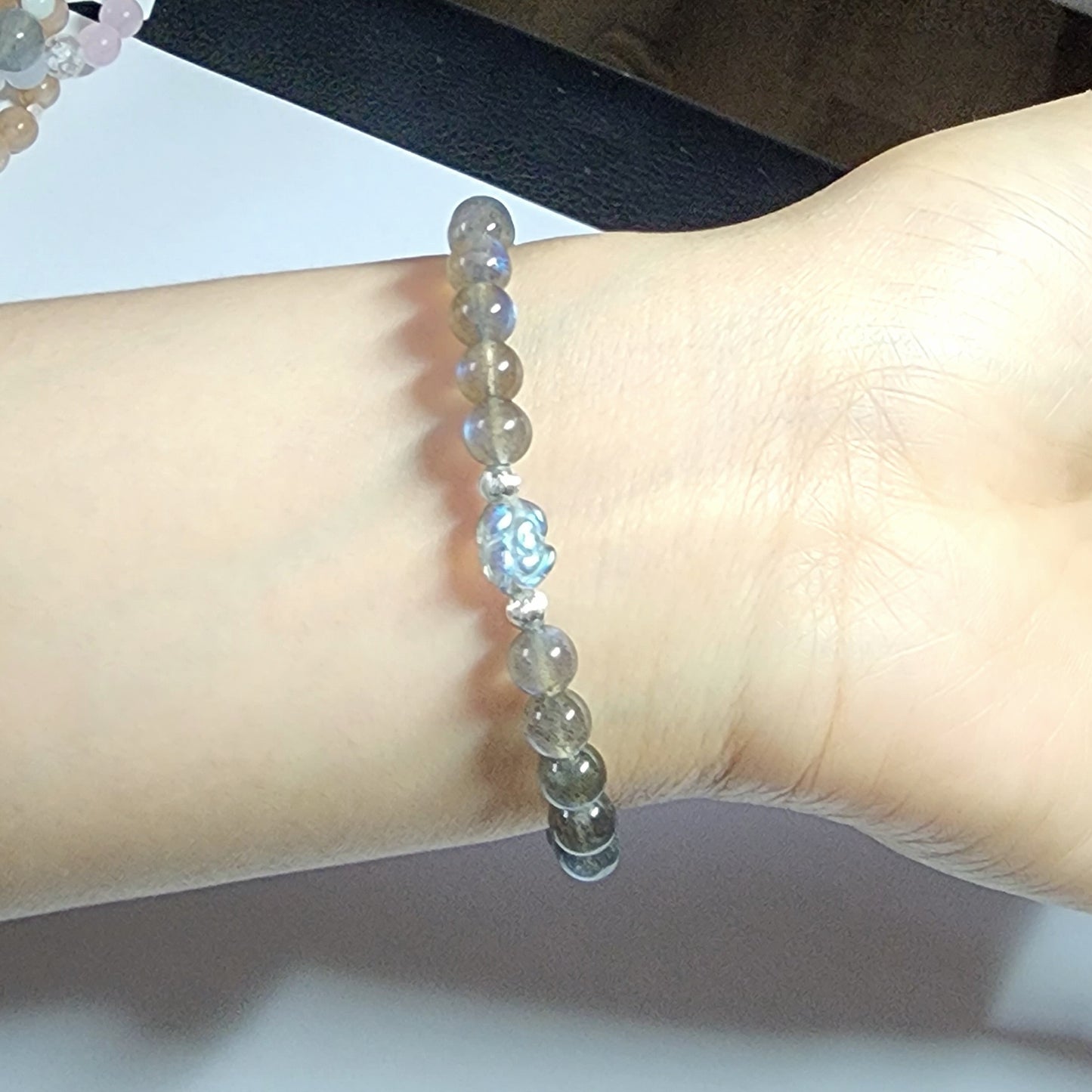 High Quality 6mm Gray Moonstone Bracelet